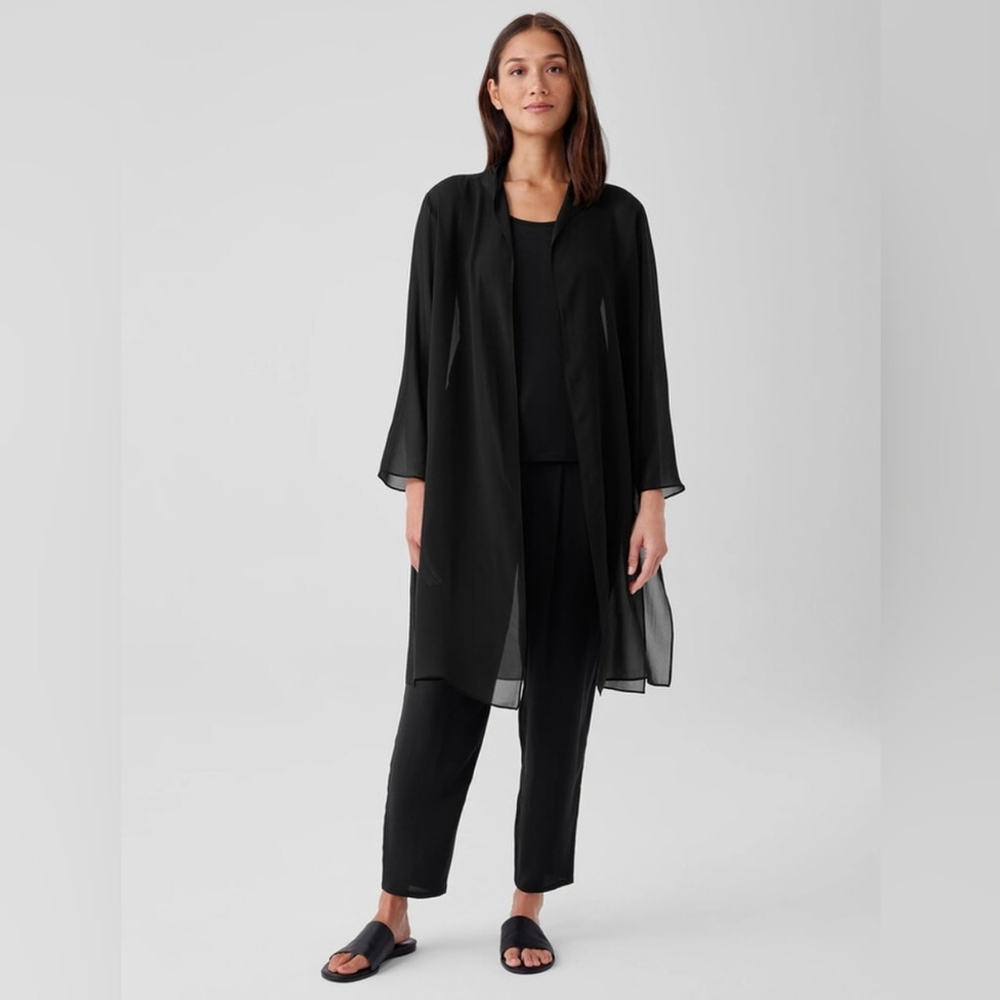Eileen Fisher Sheer 100% Silk Georgette Jacket – Oversized Petite Small, NWOT - Picture 2 of 11